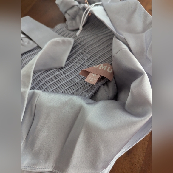 Show Me Your MuMu Claire Midi Dress Silver Luxe Satin Size Medium New With Tags - Picture 6 of 9